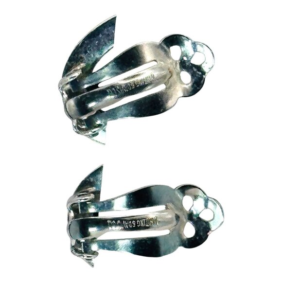 Vintage Whiting & Davis Silver-Tone Clip-On Cameo Earrings Signed - Picture 4 of 6